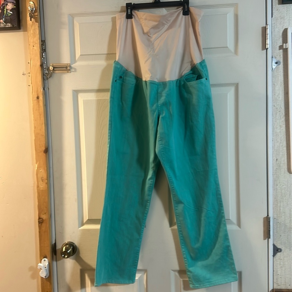 LIZ LANGE MATERNITY FULL PANEL JEANS: BLUE: NEW WITHOUT TAGS: SIZE 14